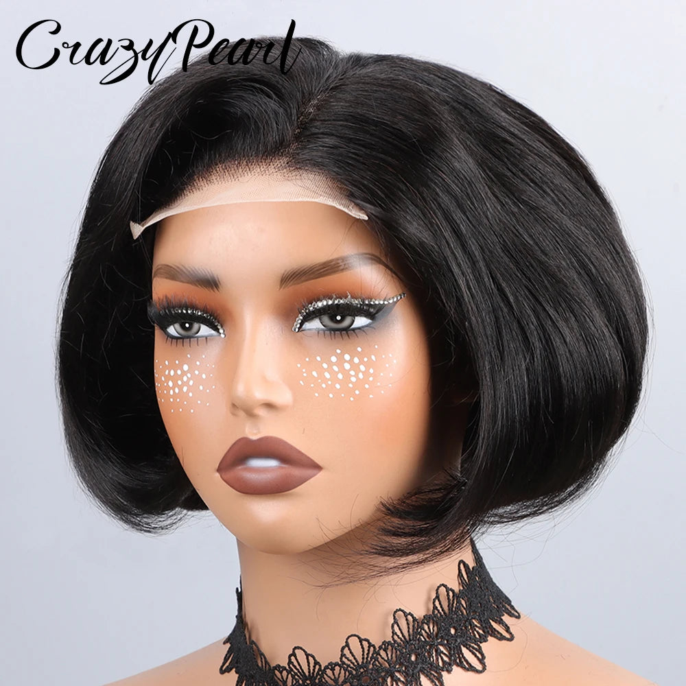 Short Straight Bob Lace Front Human Hair Wig for Women
