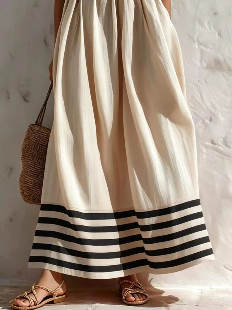 Striped Backless Spaghetti Strap Maxi Dress for Women