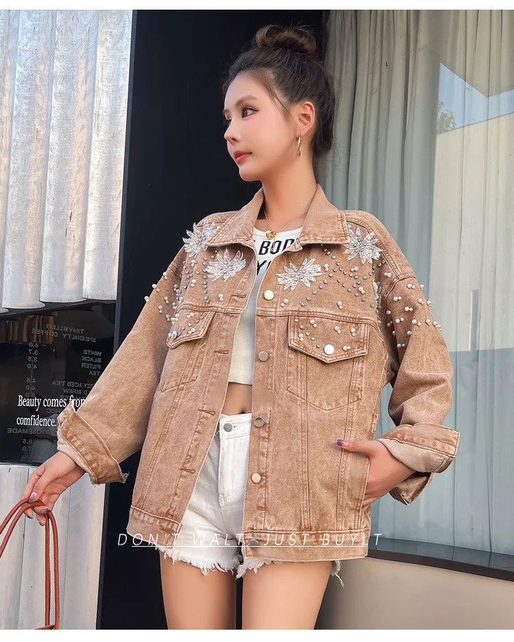 Y2K Beaded Denim Jacket