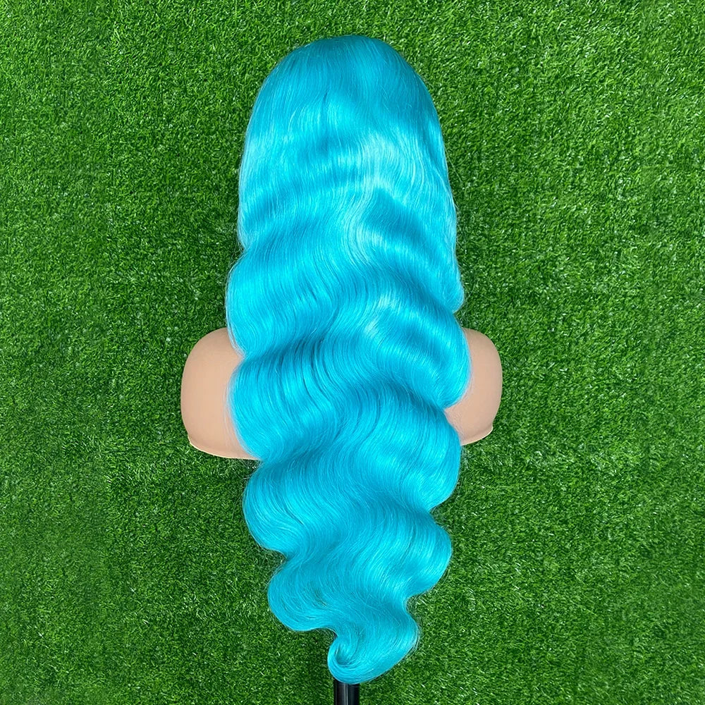 Preplucked Green Body Wave Lace Front Wig for Women