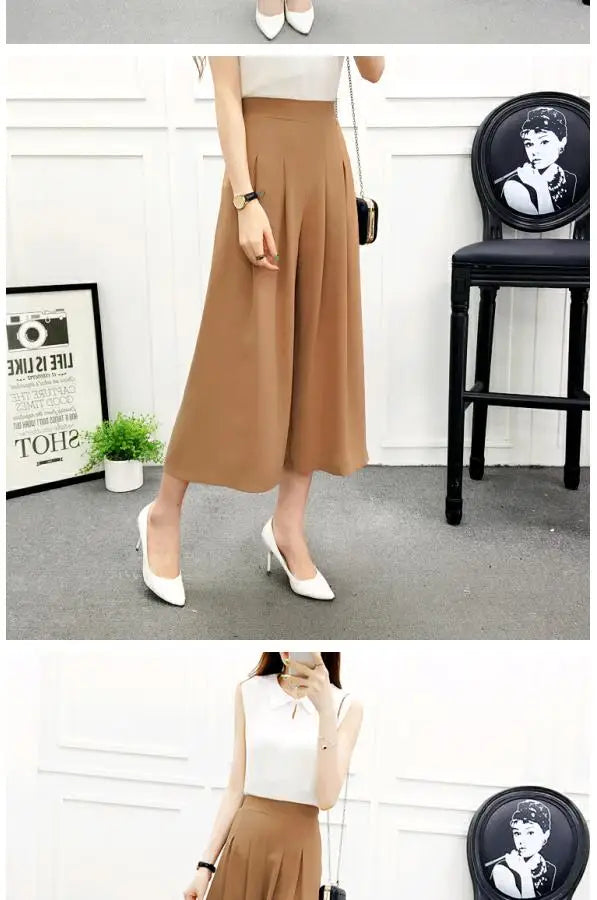 High Waist Pleated Wide Leg Cotton Linen Pants For Women