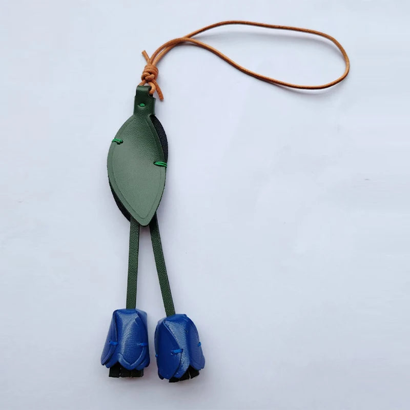 New Tulip Bag Pendant Fashion Creative Design High Quality Leather Keychain Simulation Flower Simple Versatile Pendant Decorate
