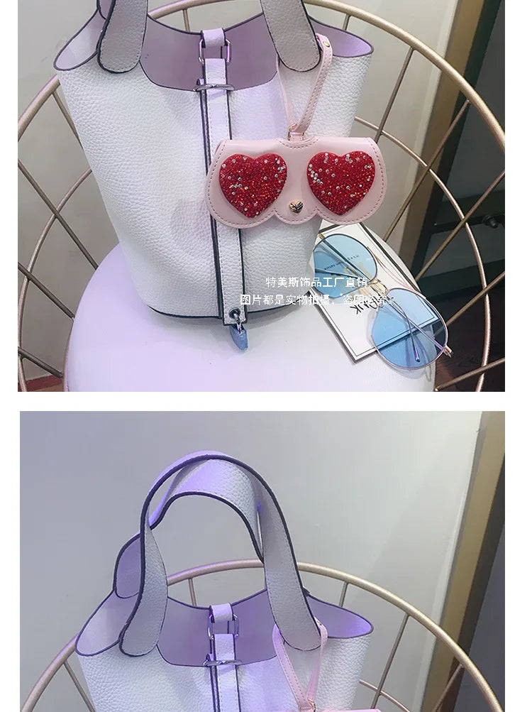 Diamonds cute glasses clip ins fashion sunglasses bag portable sunglasses case protective cover bag bag hanging jewelry