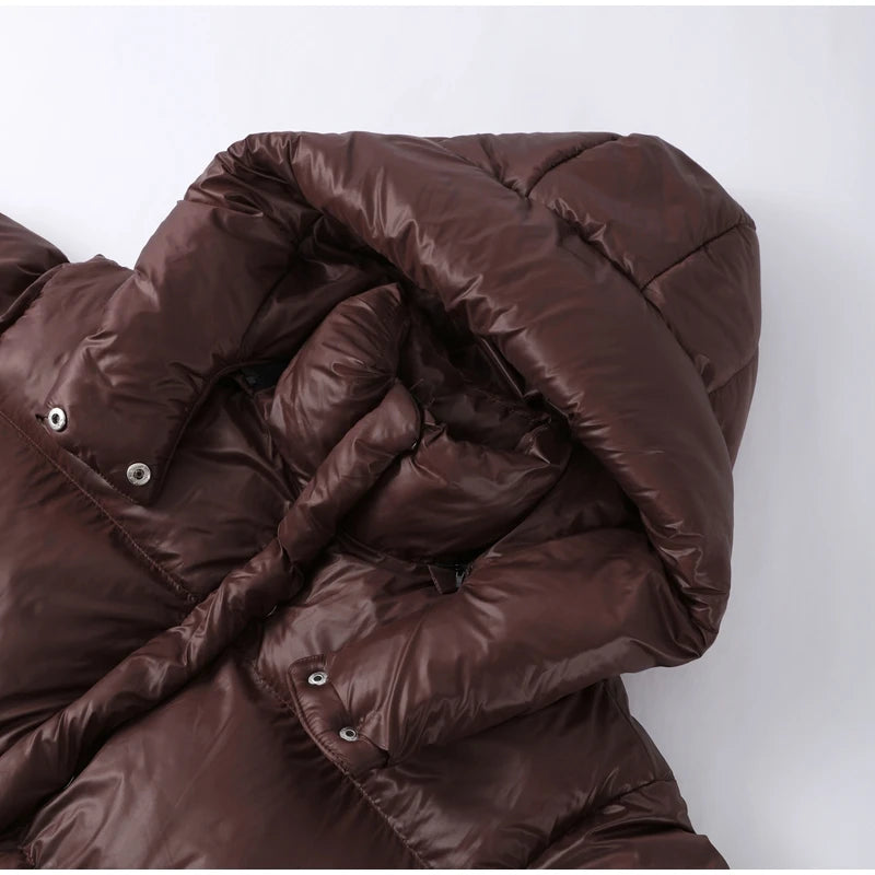 Casual Leopard Print Hooded Puffer Jacket For Women