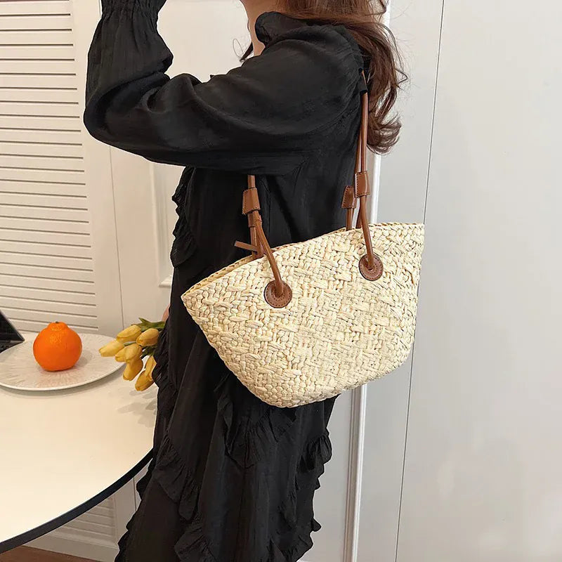Natural Paper Rattan Shoulder Bag
