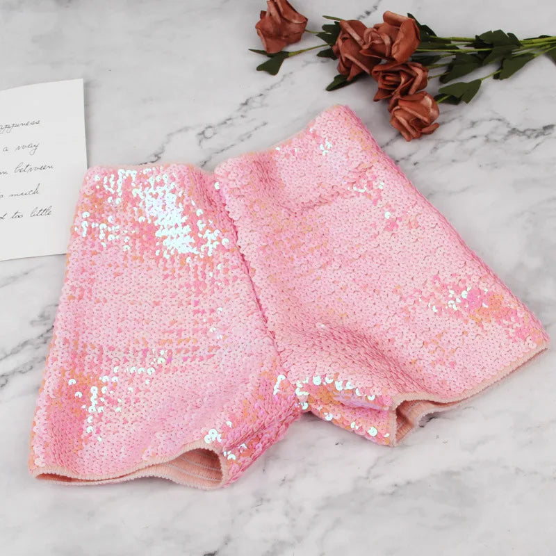 FAGADOER Y2K Sexy Sequin Shorts for Women Purple Golden Sparkling Low Waist Skinny Shorts Hot Girl Streetwear Bottoms 2025 New