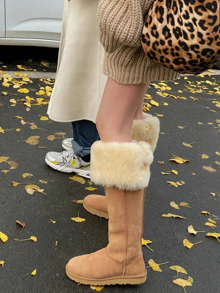 Classic Slip On Square Heel Mid Calf Boots for Women
