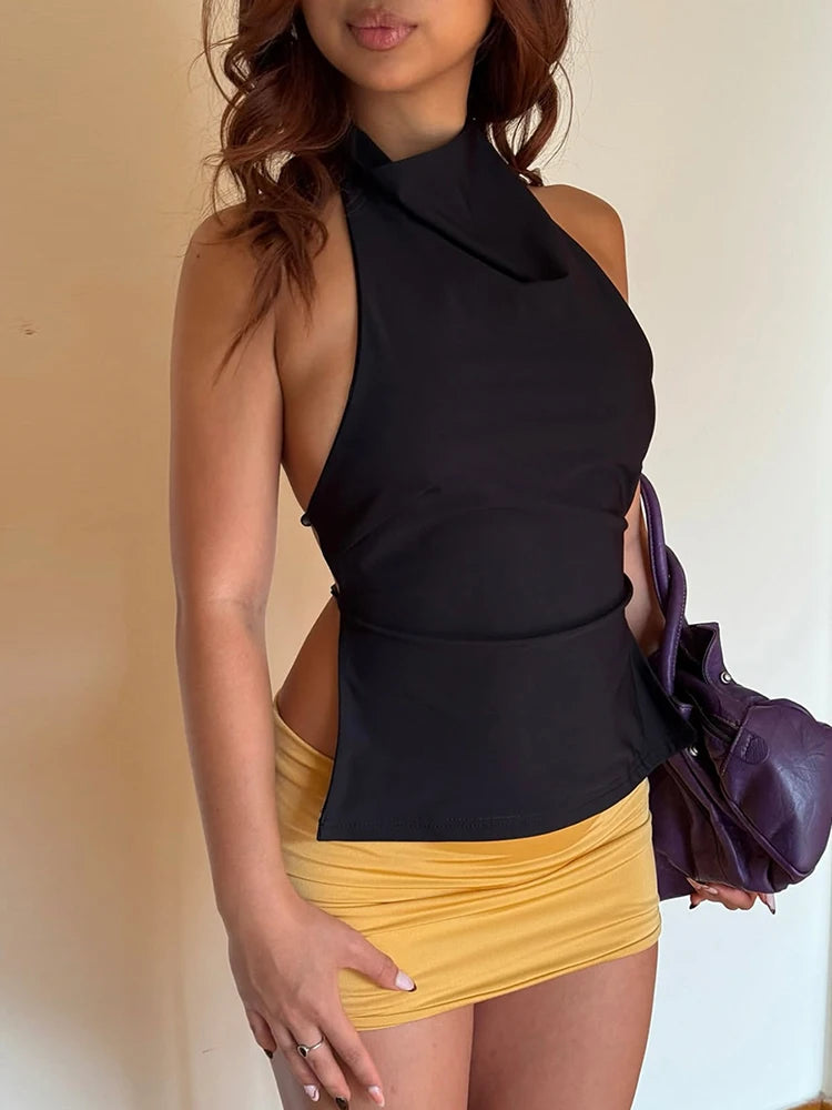 Fashion Halter Backless Stretch Tank Top for Women