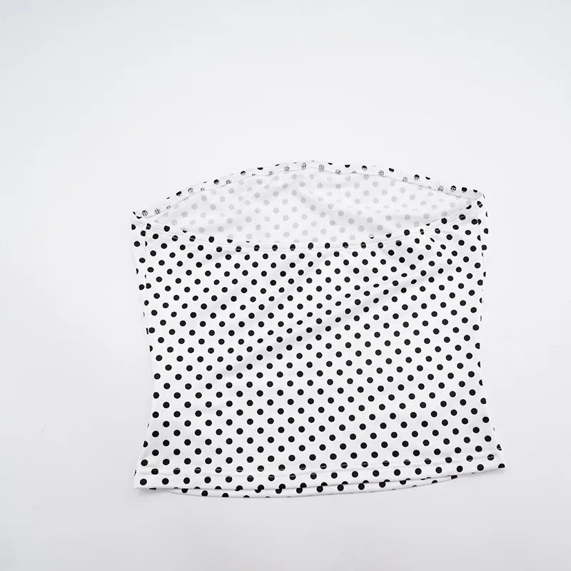 Retro Polka Dot Two Piece Crop Top and Shorts Set for Women
