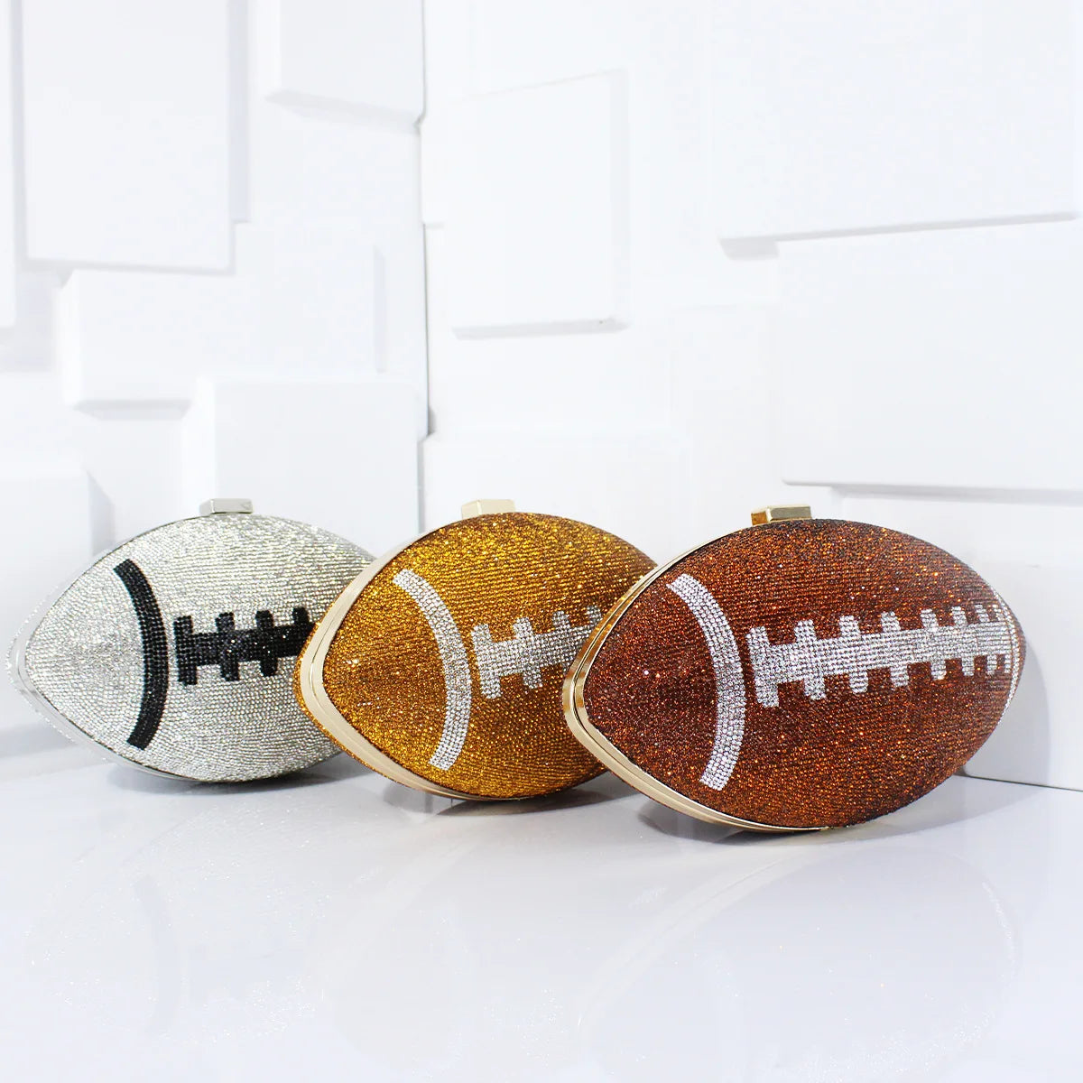Football-Shaped Evening Minaudière - Exquisite High-End Banquet Purse for Dance Events Versatile Shoulder Messenger Bag