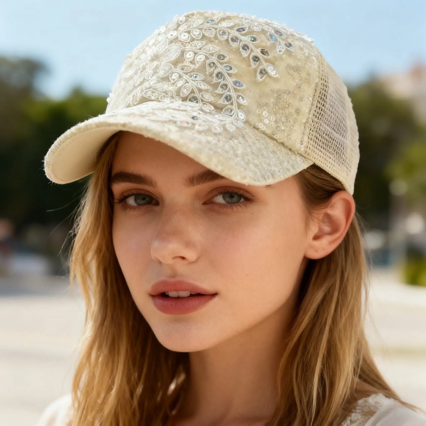 Black Luxury Steampunk Rhinestone Baseball Cap for Women