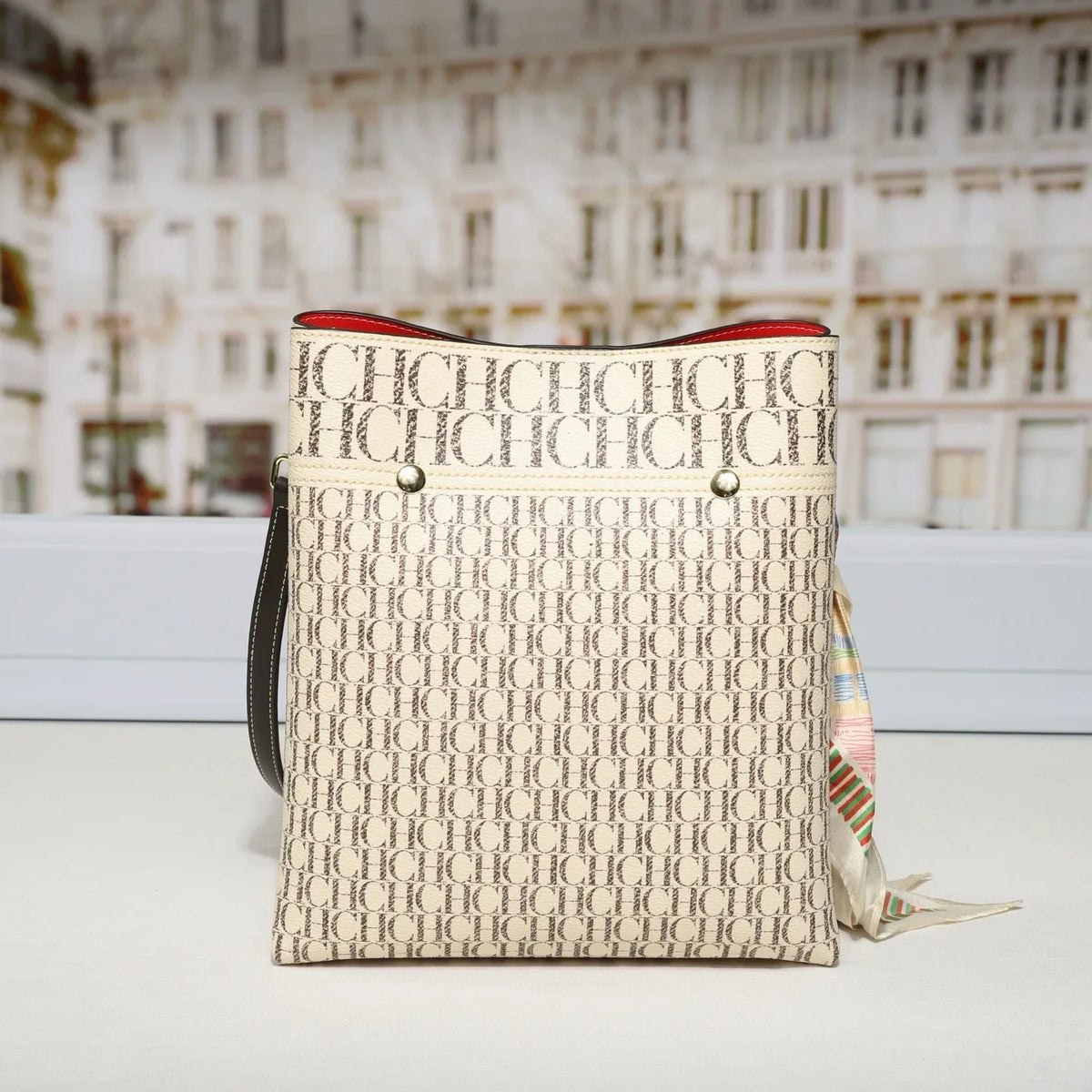 Letter Print Crossbody Bucket Bag