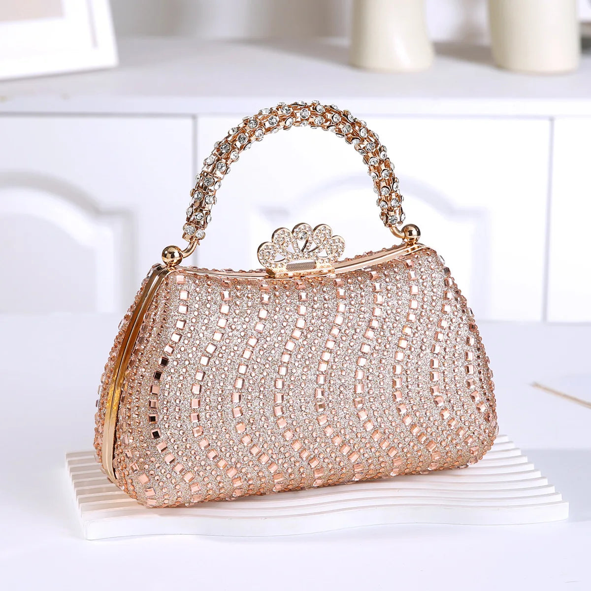 2025 Luxury Fashion Sequined Glitter Clutch Bag Full Rhinestone Design Party Women Handbags Portable Tote Shoulder Messenger Bag