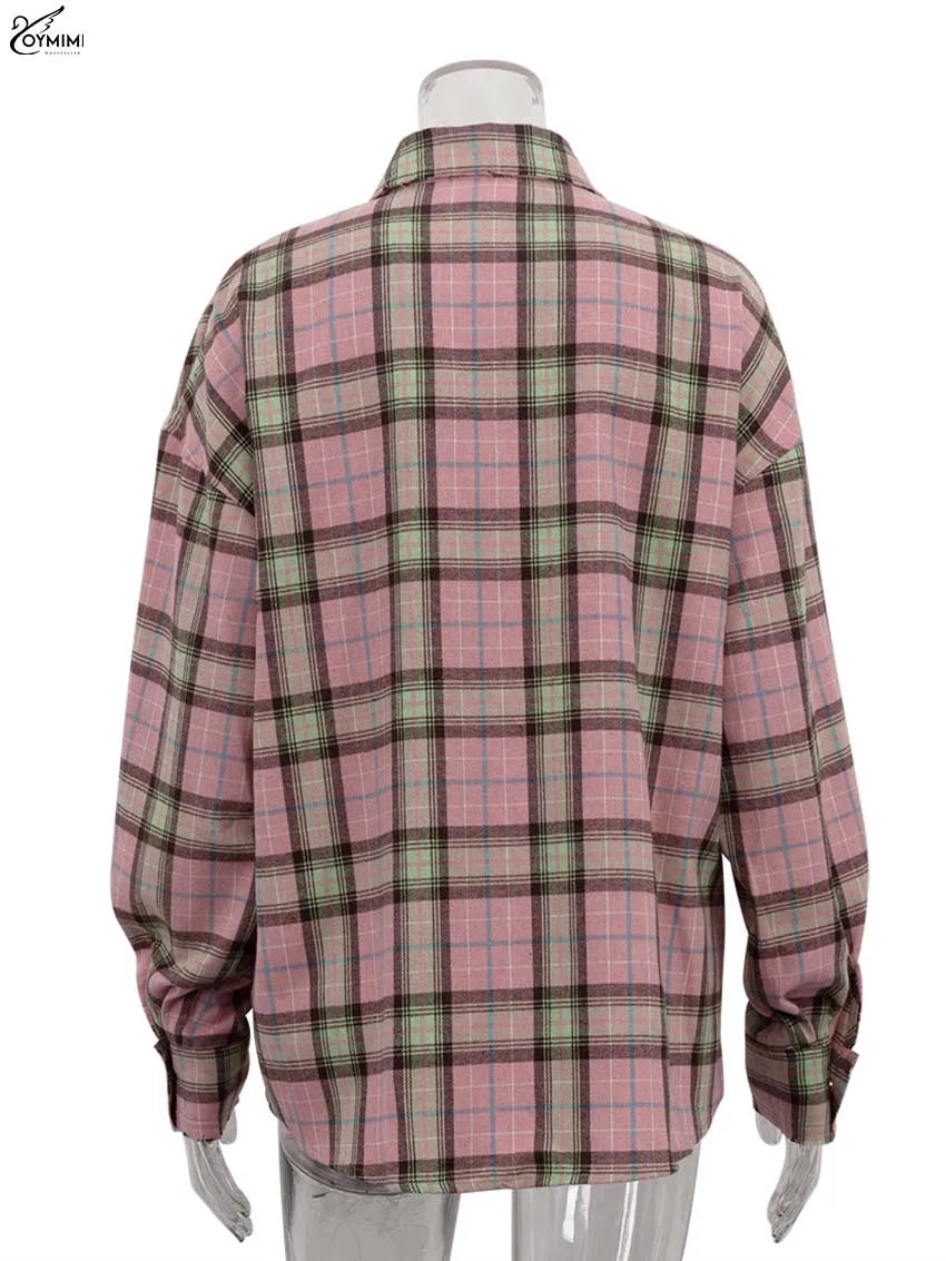 Long Sleeve Pink Print Pocket Blouse