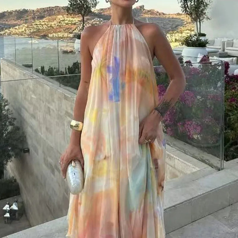 Bohemian Backless Printed Elegant Maxi Dress for Women