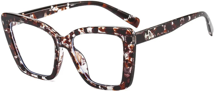 Vintage Black Floral Square Reading Glasses With Blue Light Filter for Women