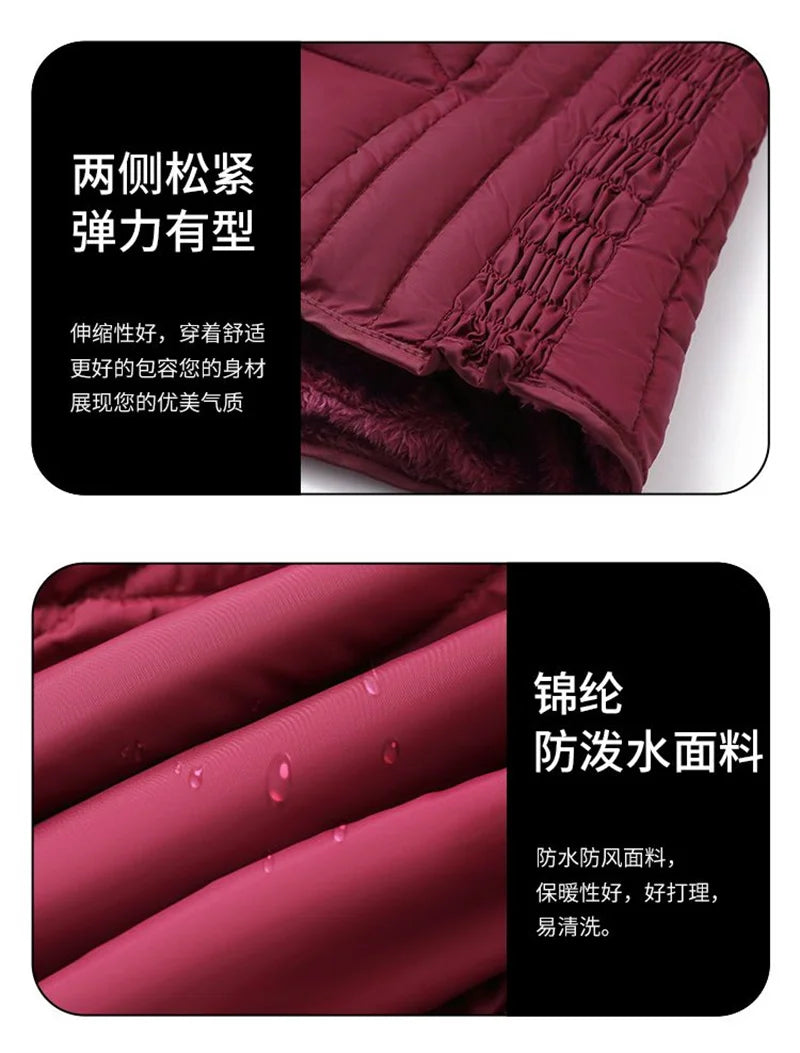 Winter Down Padded Jacket Women's Inner Short Mother's Wear Velvet Thickening Middle-Aged Elderly Mom Wear Pocket Jacket Pink