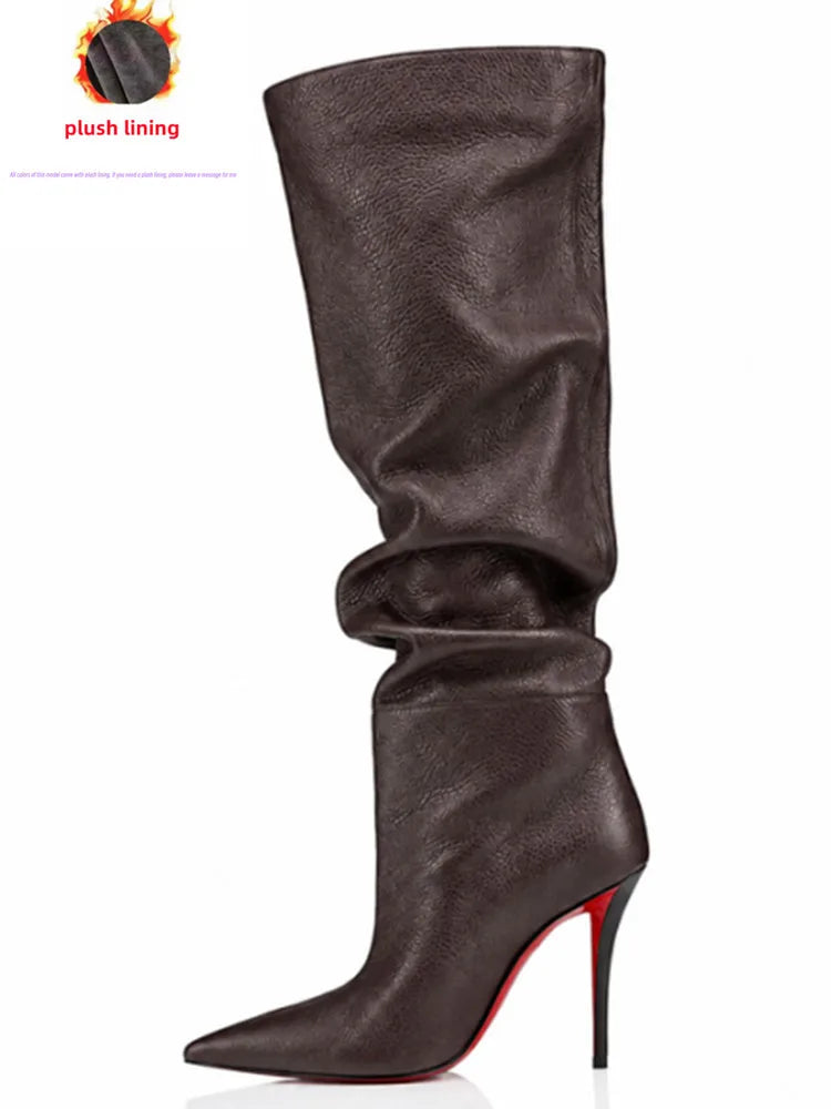 Pointed Toe Slim High Heel Knee High Boots for Women