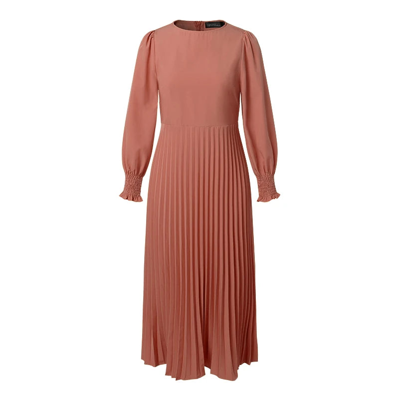 Pleated Lantern Sleeve Maxi Dress