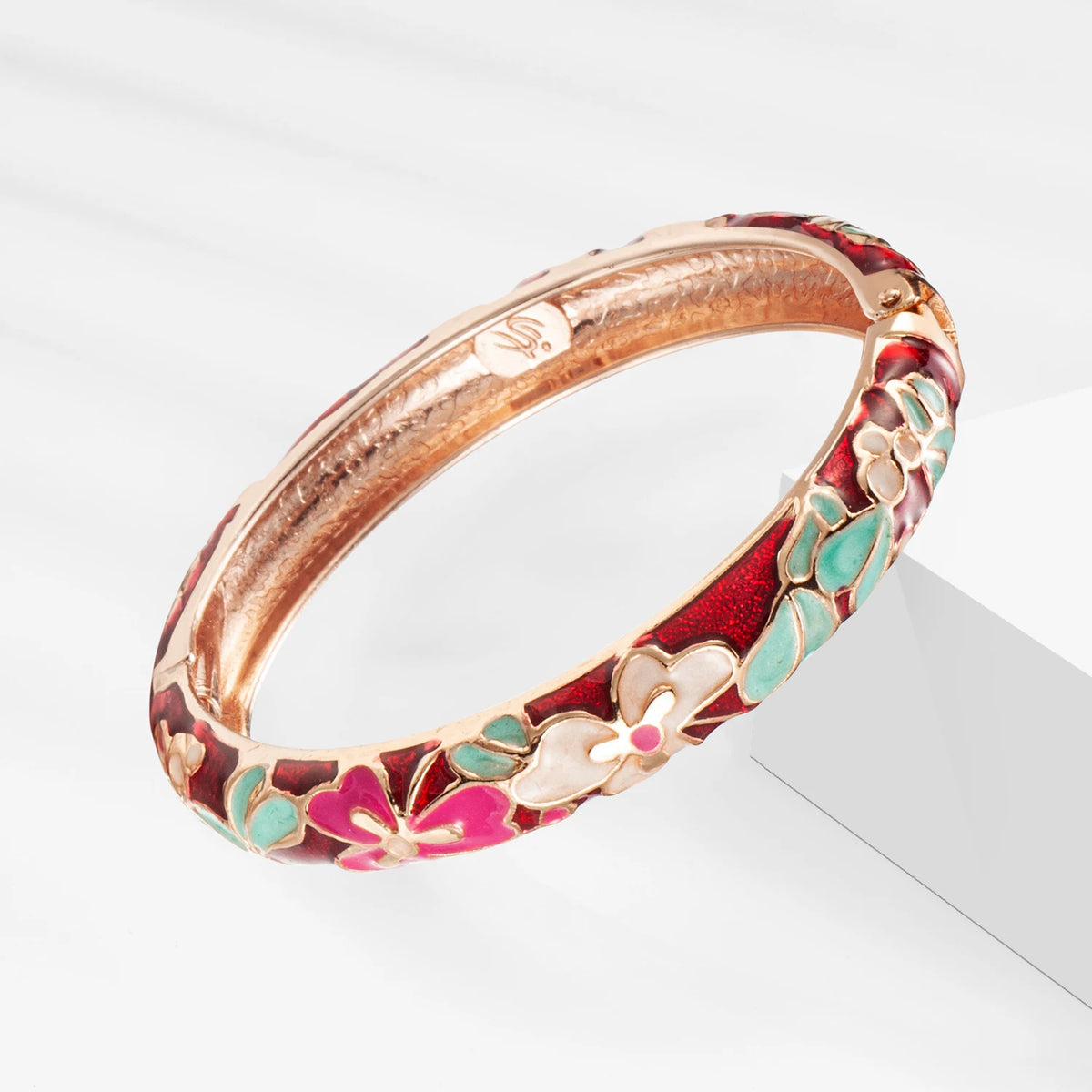 Dark Red Enamel Bangle Bracelet