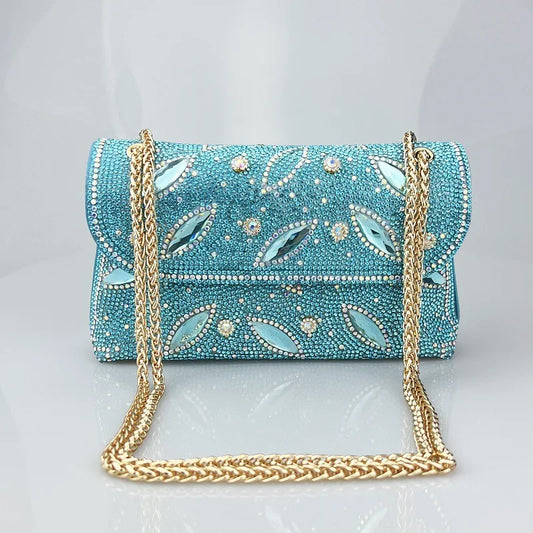 New Cross-Border High-End Feel Large Brick Socialite Style Diamond Underarm Handbag Embroidered Color Diamond Chain Chinese Dres