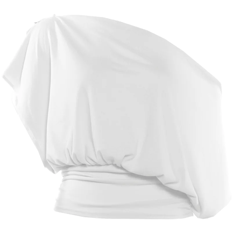 Off Shoulder Pleated Batwing Sleeve T Shirt for Women