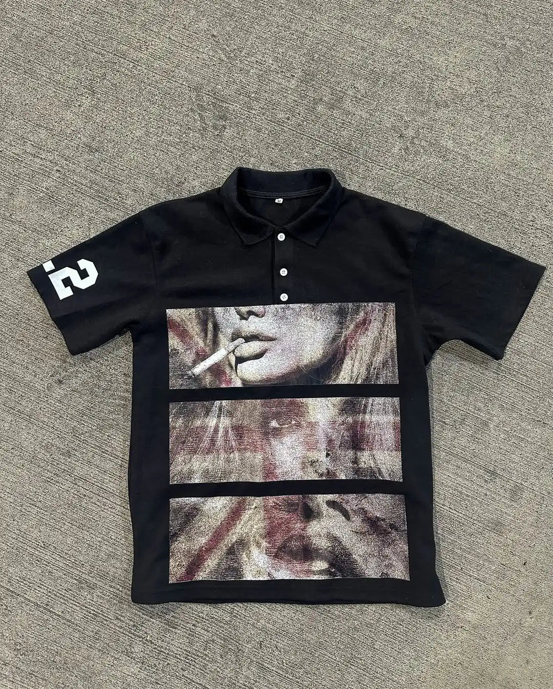 Comic Split-screen Retro Grainy Pattern Printed T-shirt Trend Street Hip-hop Y2K Black Polo Shirt Men Summer New Versatile Tops