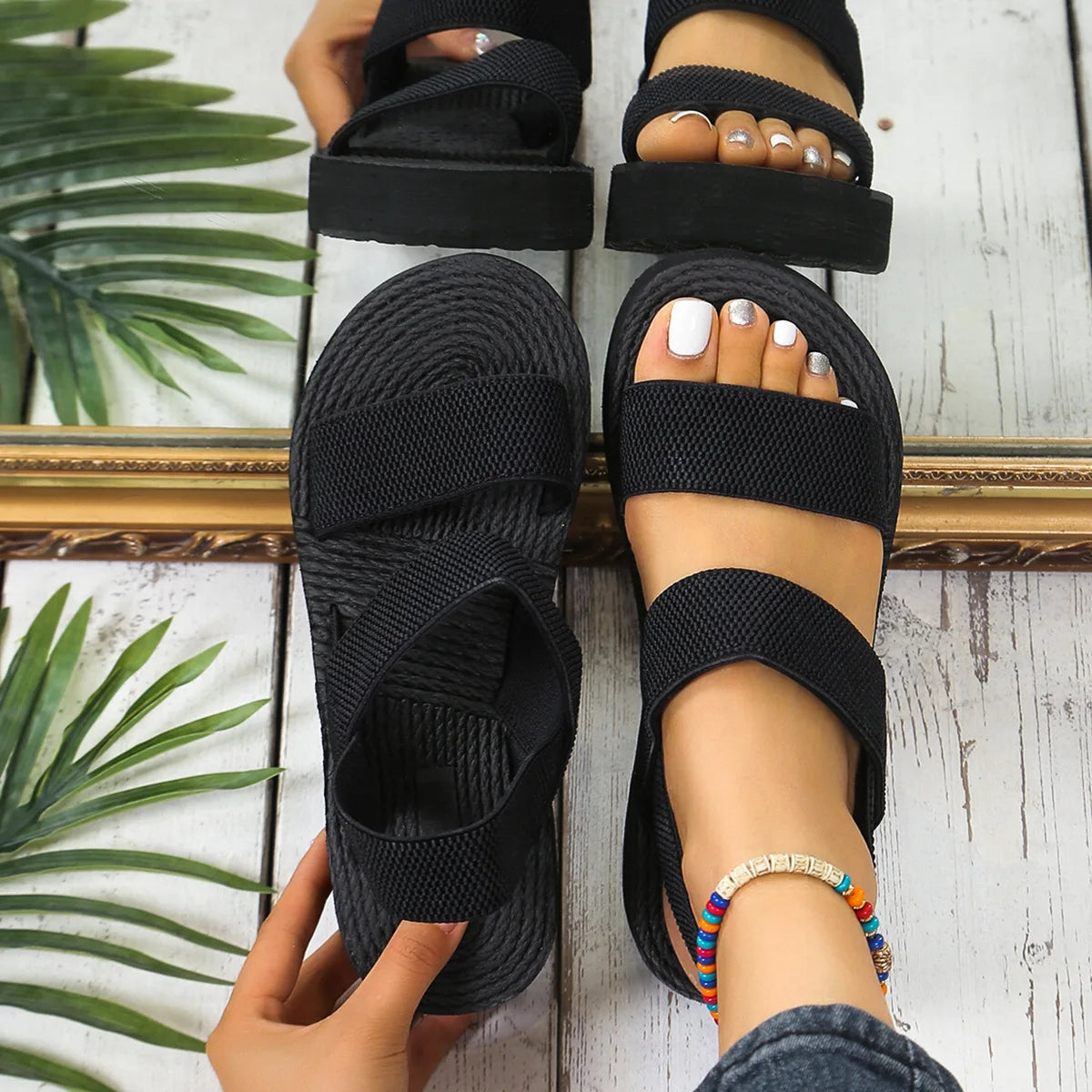 Non Slip Platform Wedge Sandals With Ankle Strap for Women