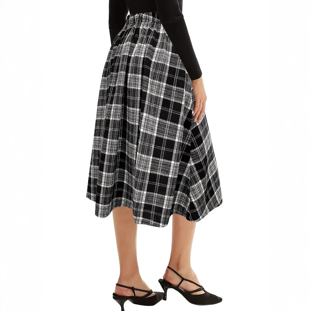 Plaid Maxi High Waist Ruffled Skirt