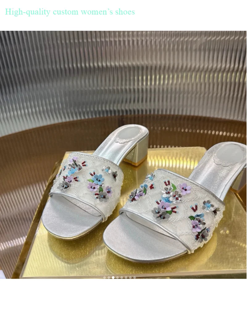 Floral Rhinestone Embellished Wedding Shoes for Women