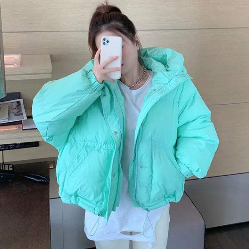 Warm Oversized Hooded Cotton Puffer Parka for Women