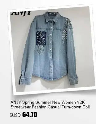 ANJY Autumn New Women Fashion Unique Lace- Up Distressed Washed Denim Jacket High Street Chic Versatile Casual Short Coat A16787