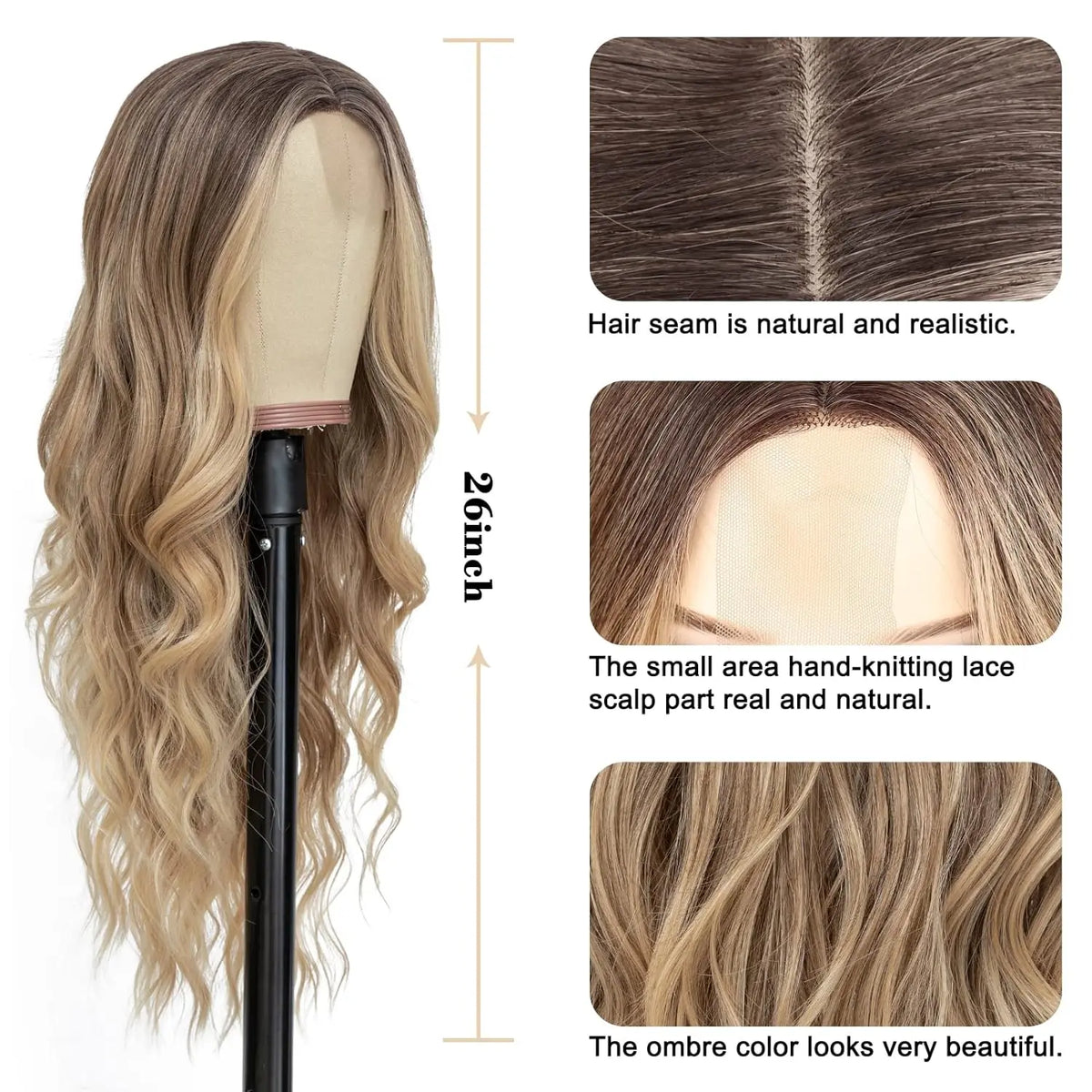 Synthetic Middle Part Wavy Lace Front Wig For Women