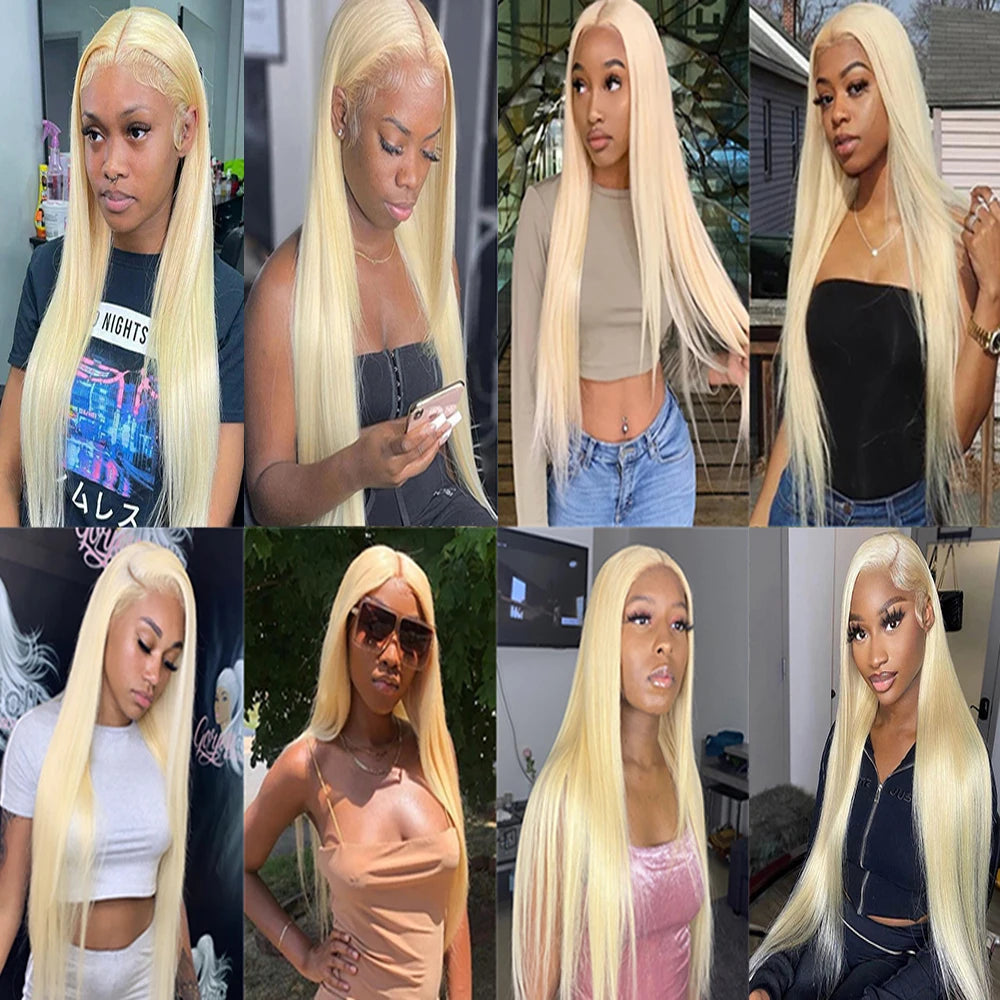 Straight Blonde Remy Human Hair Weave Bundles For Women