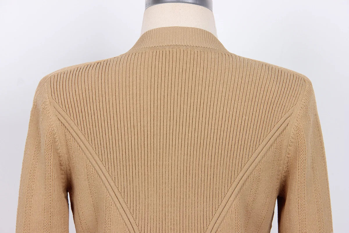 2025 Autumn New Fashion Crew Neck Long-sleeved Top Commuter Single-breasted Slim-fit Sweater Cardigan Jacket for Women