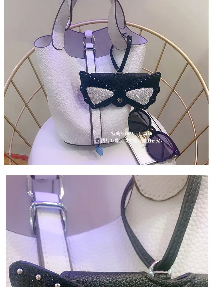 Diamonds cute glasses clip ins fashion sunglasses bag portable sunglasses case protective cover bag bag hanging jewelry