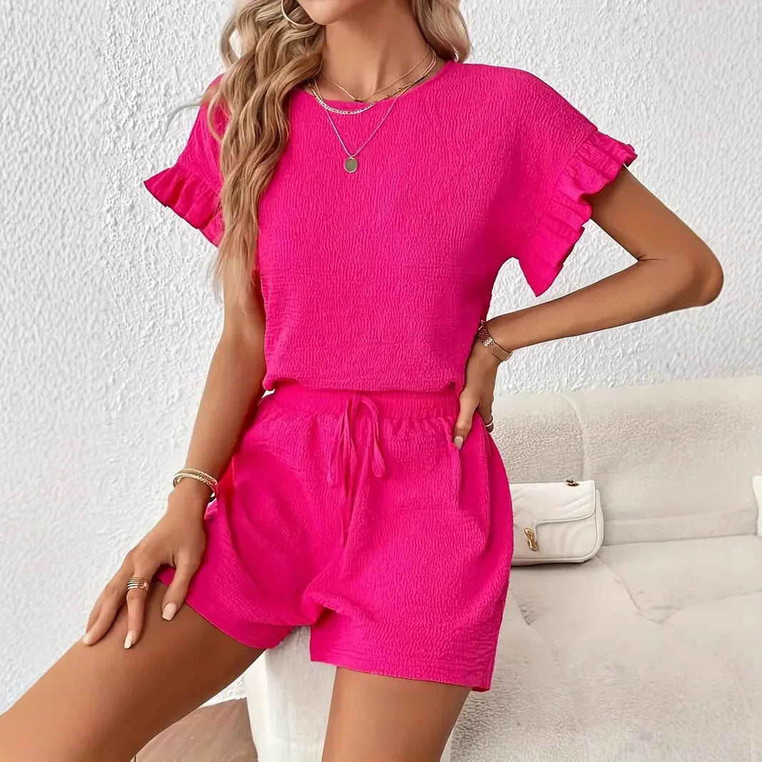 Casual Vacation Wear Two Piece Shorts Set for Women