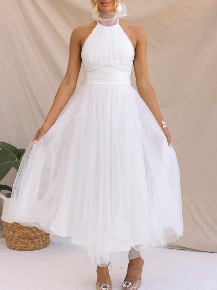Elegant Lantern Sleeve V Neck Maxi Dress for Women