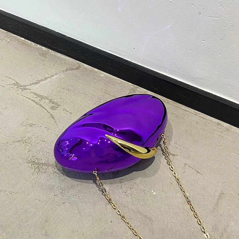 Shiny Egg Shaped Acrylic Hard Shell Clutch Bag for Women