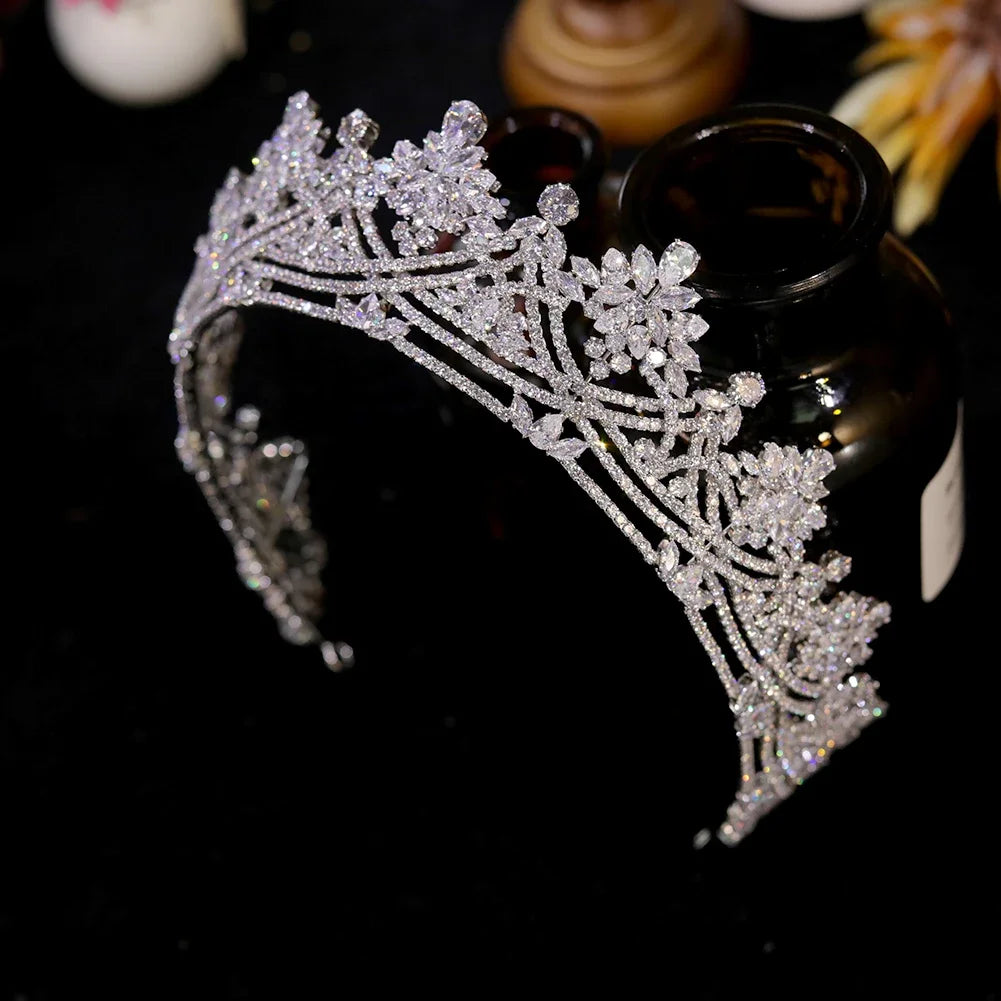 Luxe Silver Plated Crystal Bridal Headband Crown for Women