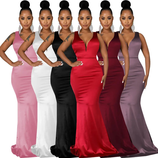 Sexy Fashion Deep V-Neck Dress Women's Dress JX5604