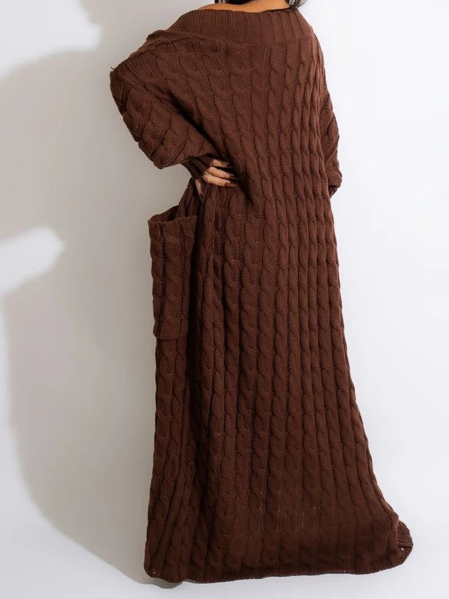 Long Sleeve Crochet Knit Cardigan Sweater for Women