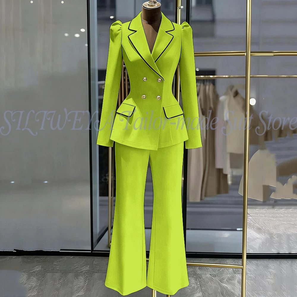 Double Breasted Blazer Set With Side Pockets For Women