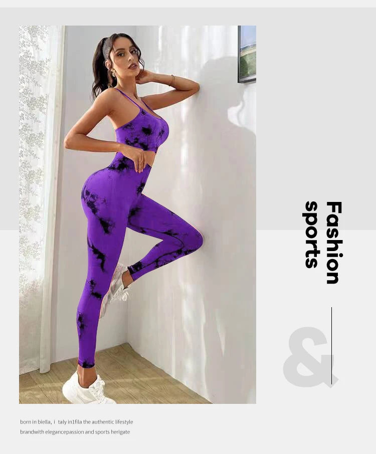 Breathable Tie Dye Yoga Tracksuit Set