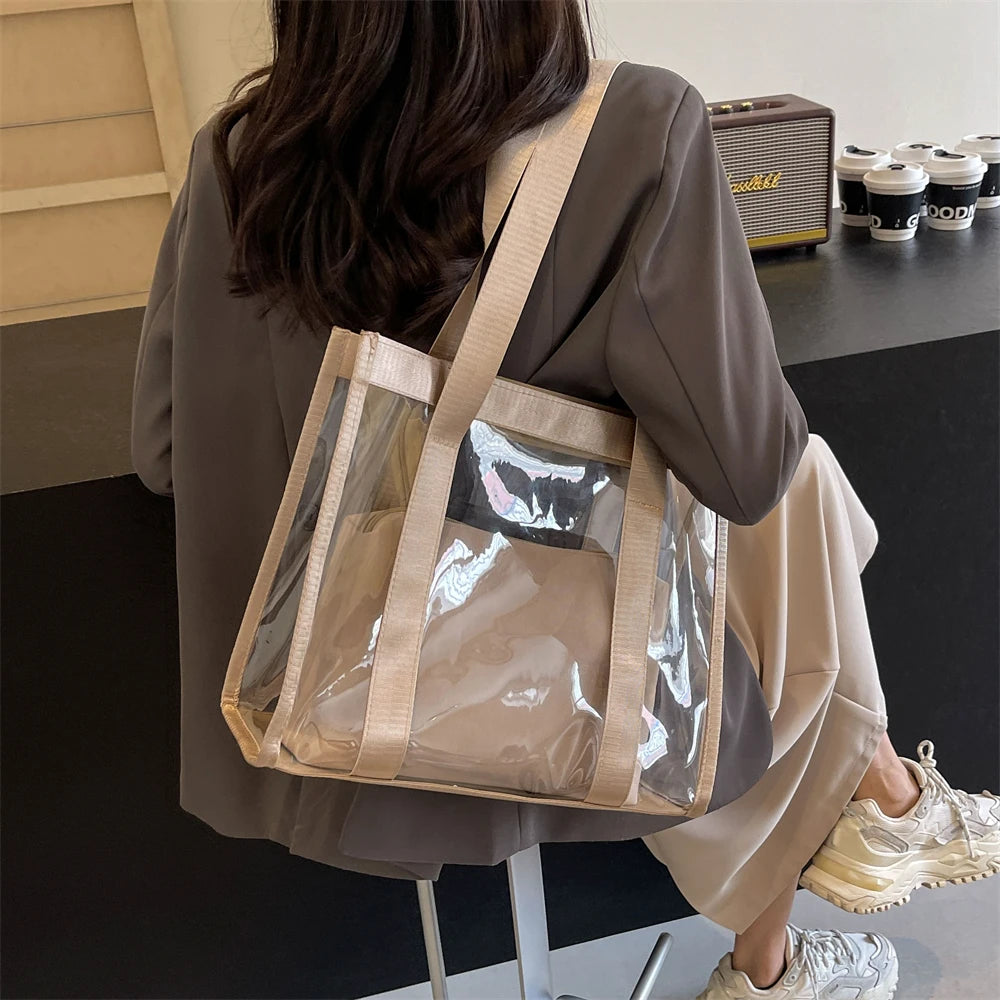 Two In One Transparent PVC Shoulder Bag Set for Women