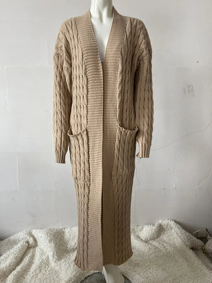 Long Sleeve Crochet Knit Cardigan Sweater for Women