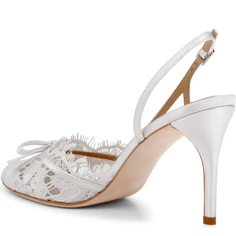 Butterfly Knot Slingback Pointed Toe Stiletto Heels for Women