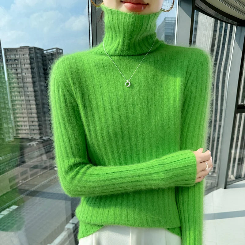 Warm Slim Fit Turtleneck Pullover Sweater for Women