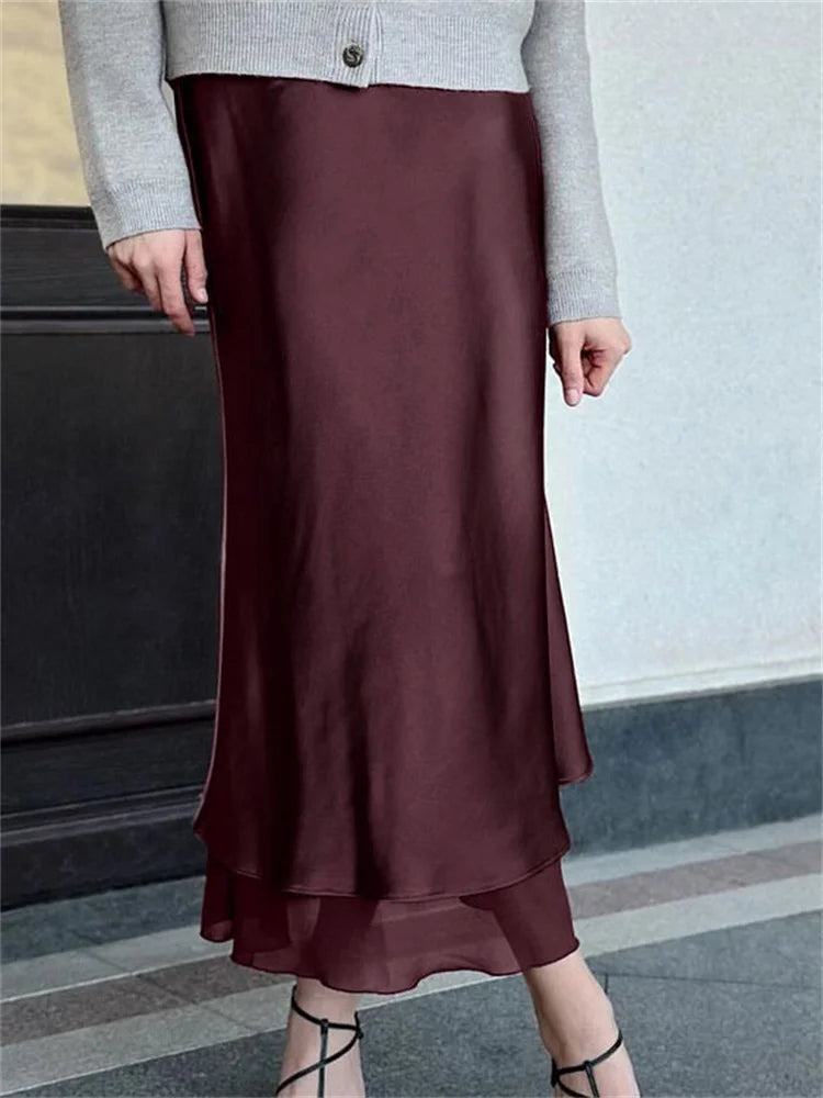 Draped Satin Maxi Skirt