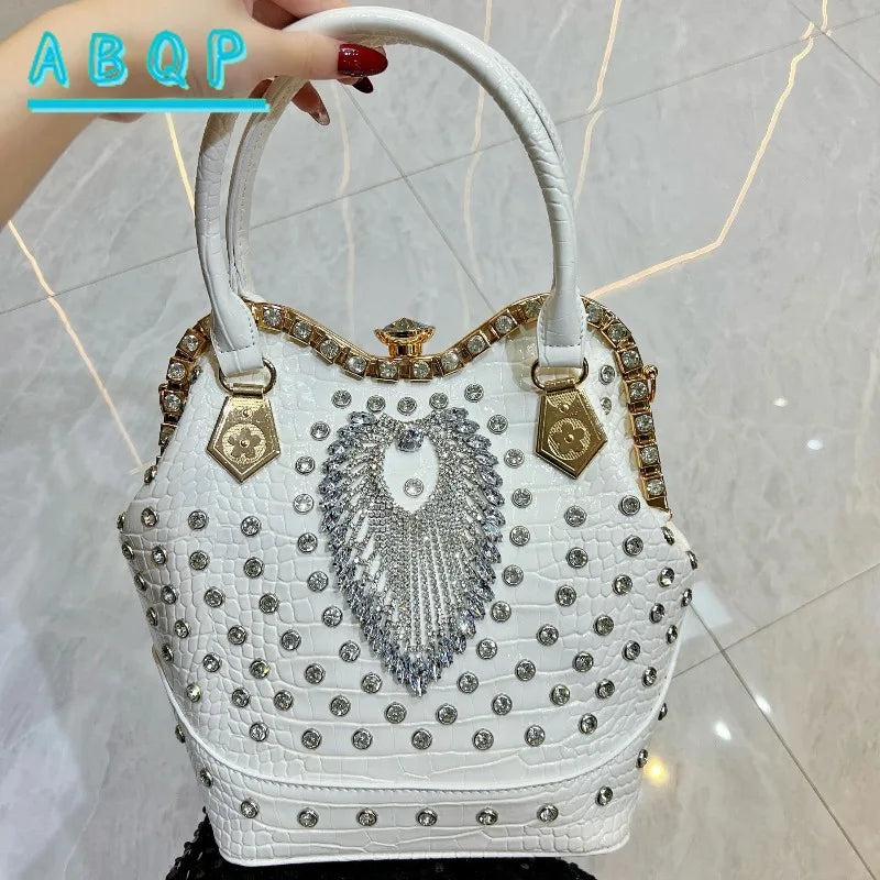 New Women's Dinner Bag with Diamonds Shiny Dinner Party Handbag Luxury Brand Diamond-encrusted Fashionable Women's Shoulder Bag